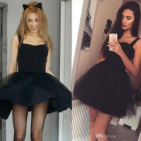 

elegant black cocktail dresses 2019 a line spaghetti straps mini short prom dresses homecoming party gowns custom made