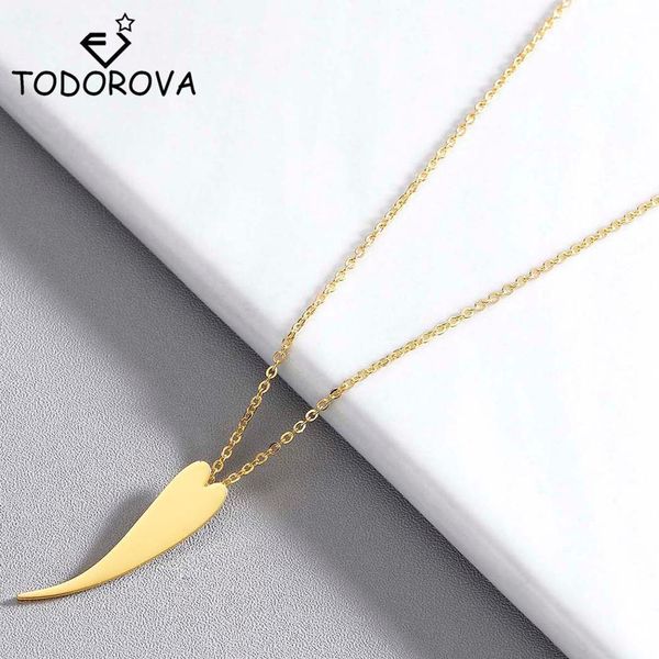 

todorova choker necklace stainless steel dainty curved heart pendant necklaces for women wedding jewelry kolye bridesmaid gifts, Silver