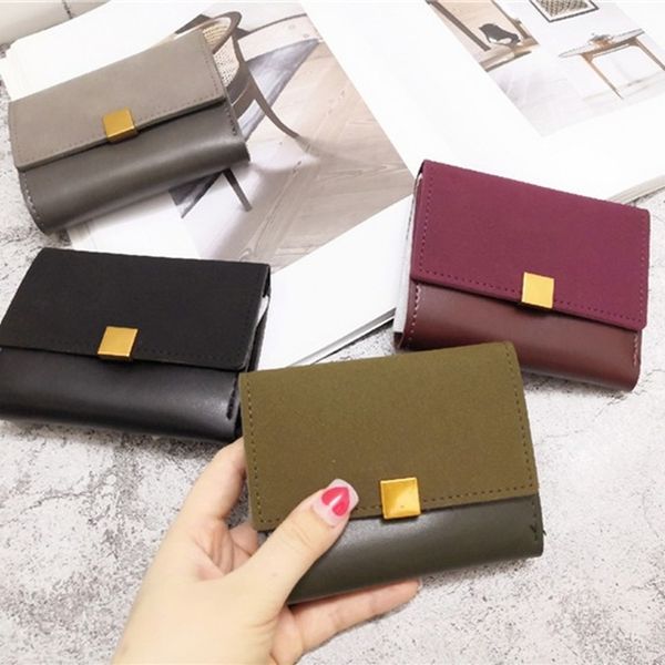 

wallet women short section 2020 new simple fashion three fold retro student korean cute small wallet multifunction women wallets, Red;black