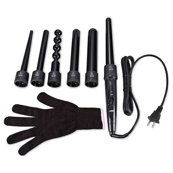 

dodo new 6 in 1 ceramic pro curling iron wand hair curler set pro interchangeable barrel tourmaline curling iron machine