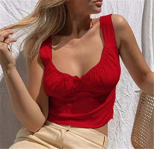 

womens casual solid tank summer sleeveless crop top, White