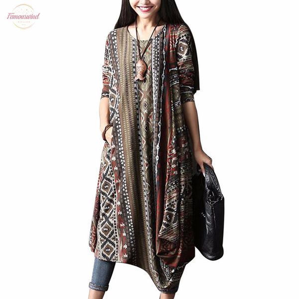 

plus size women floral print asymmetric mid calf hem dress autumn o neck long sleeve midi dress leisure kaftan vestido 5xl, Black;gray