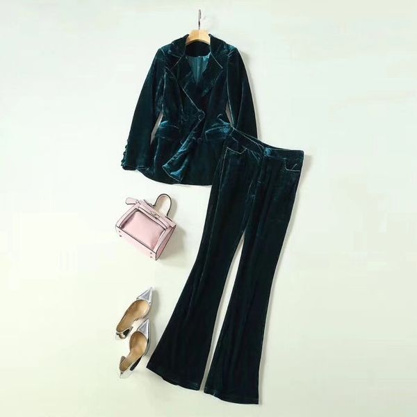 

women autumn winter club blazer suit double breasted long sleeve designer brand long pants two piece outfit turquoise, White