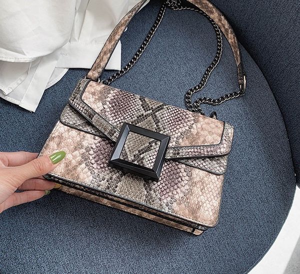 

2020 ретро серпантин цепи круглого crossbody сумки для женщин сумки printed малого pu кожи сумка snake сумки