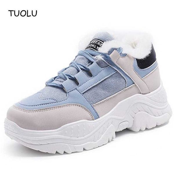 

boots winter new warm platform woman snow boots plush female casual sneakers faux suede leather female snowboots warm shoes fur, Black