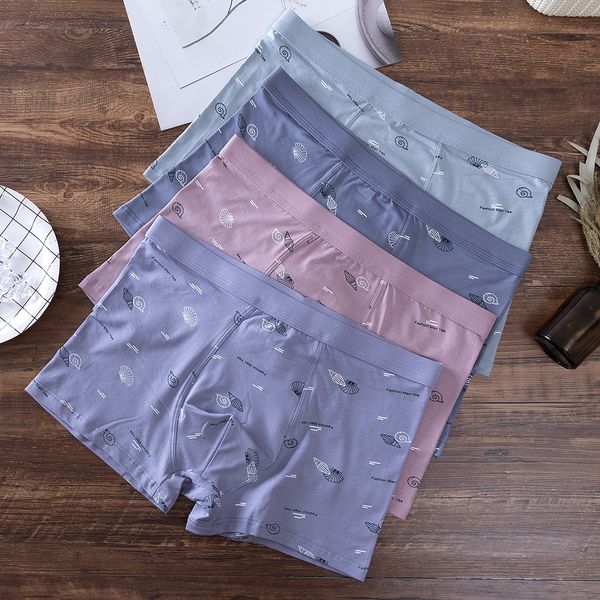 

men's cotton middle waist 3d business breathable u-sized boxer underwear printed boxer underwear men, Black;white