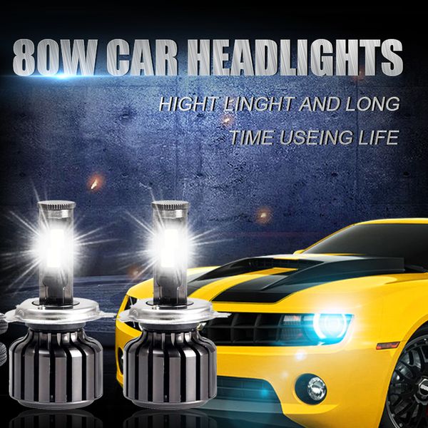 

universal 2019 new 2pcs 80w 8000lm cree chip led headlight kit lights beam bulbs 6000k high power for h4 9004/9007 h13