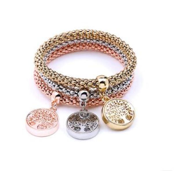 

three color set, hollow tree, pendant, bracelet, corn chain bracelet, Black