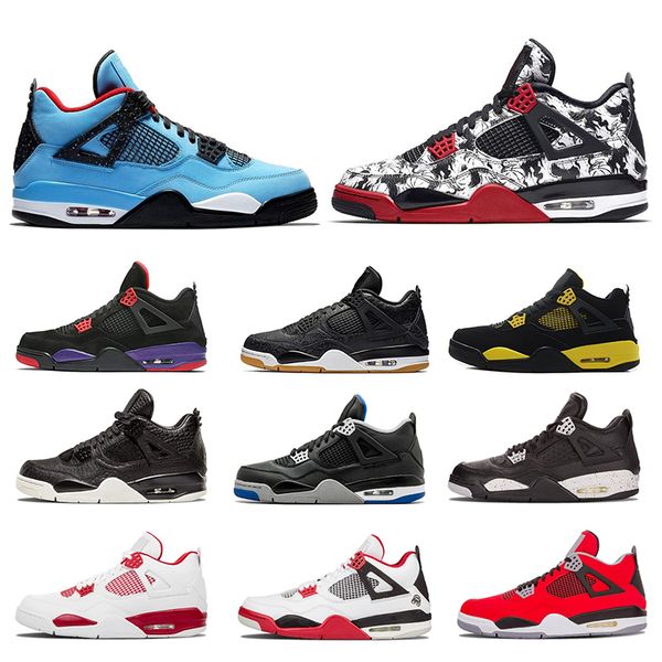 

2019 New Bred 4s IV Mens Basketball Shoes Denim Blue Eminem Pale Citron White Black Sports Designer Sneakers Size 36-47