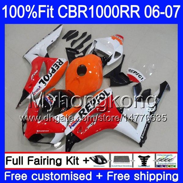 Enjeksiyon Vücut + Tankı Honda CBR 1000 RR için CBR 1000RR 06-07 276HM.4 CBR1000RR REPSOL Kırmızı Beyaz 06 07 CBR1000 RR 2006 2007 OEM Fuarlar Kiti