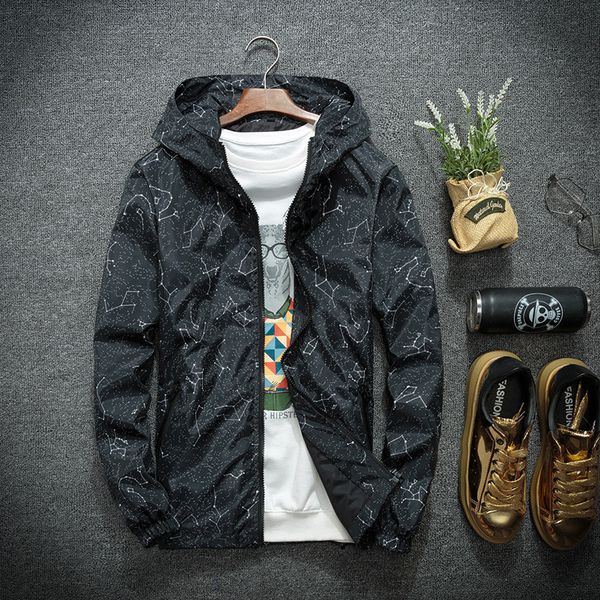 

2019 spring autumn mens casual camouflage hoodie jacket men waterproof clothes men's windbreaker coat male outwear coat, Black;brown