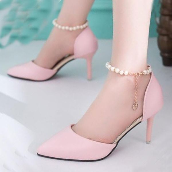 

pointed toe pearl high heels shoes female fashion hollow with sandals paillette of the thin shoes women pumps wedding shoes, Black