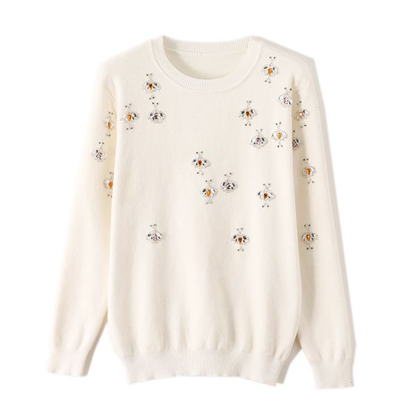 

новая осень зима женщины tide brand light luxury алмазный бисера wild bee свитер женский свитер оптом ins стиль, White;black