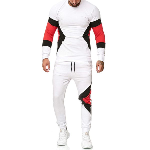 

мужские костюмы joggers причинная с длинным рукавом экипаж шеи mens спорта 2pcs наборы конструктора contast цвет мужской костюмы, Gray