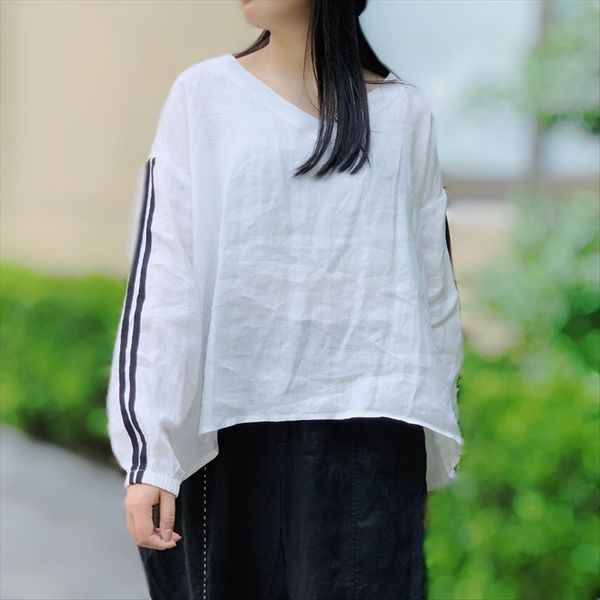 

linen women's 2020 long-sleeved v-neck sunscreen ins fashion personalized female 1386 linen women's 2020 long-sleeved v-neck sunsc, White