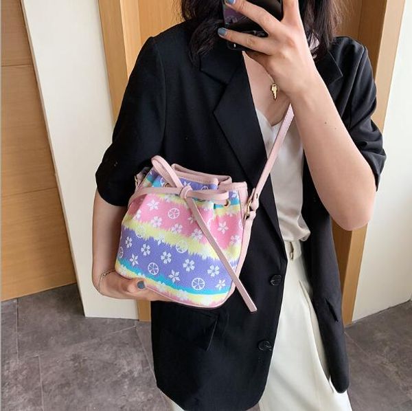 

ins радуга bucket bag женские сумки на ремне сумки многоцветный малый сумки