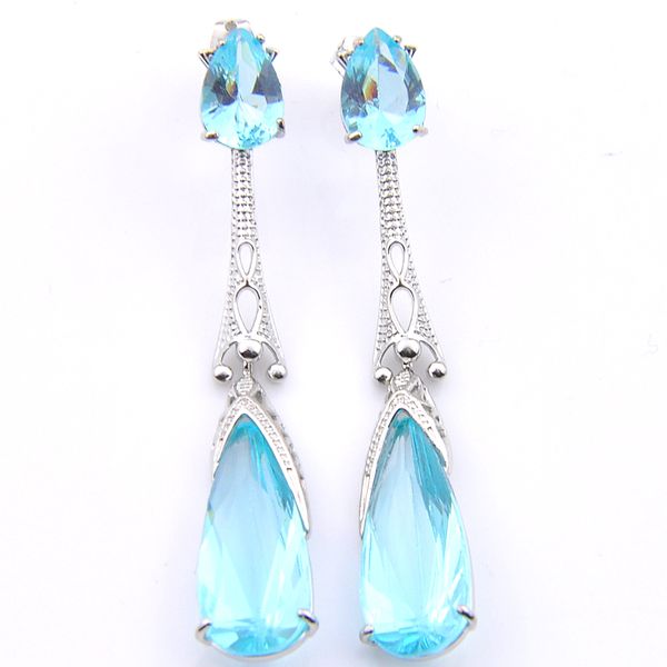

10prs luckyshine fashion vintage crystal stud earring bluez cubic zirconia gemstone silver dangle earrings for holiday wedding party