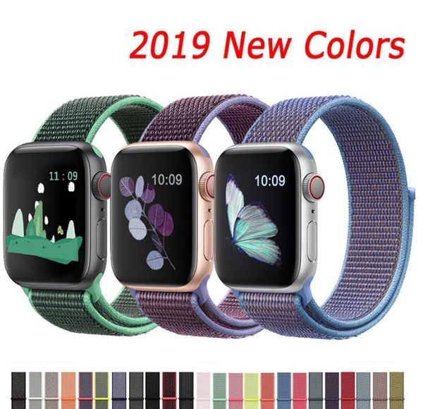 

Band for apple watch 4 3 2 1 38mm 42mm nylon oft breathable replacement trap port loop 40mm 44mm rainbow color
