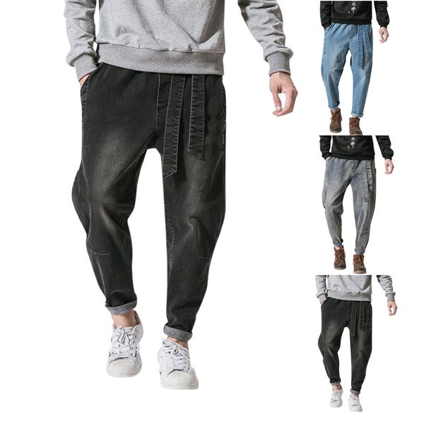 

2019 new fashion men's casual personality slim fit denim jeans pants -5xl drop shipping high quality, Blue