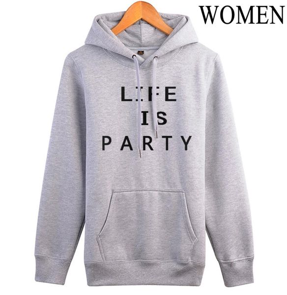 

autumn winter fleece hip-hop hoodies 2019 long sleeve sweatshirts women casual kawaii brand tracksuits life is party pullovers, Black
