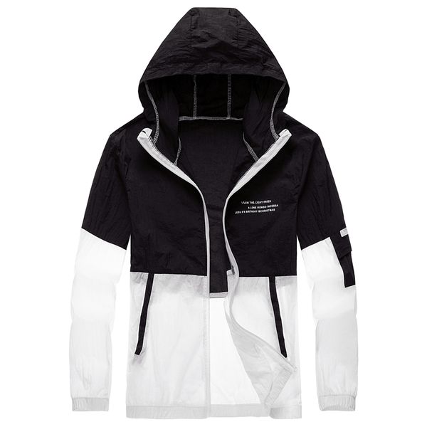 

2020 summer korean clothes men jacket size 4xl thin style outwear hooded coat slim parka men's hooded fashion splice jacket, Black;brown