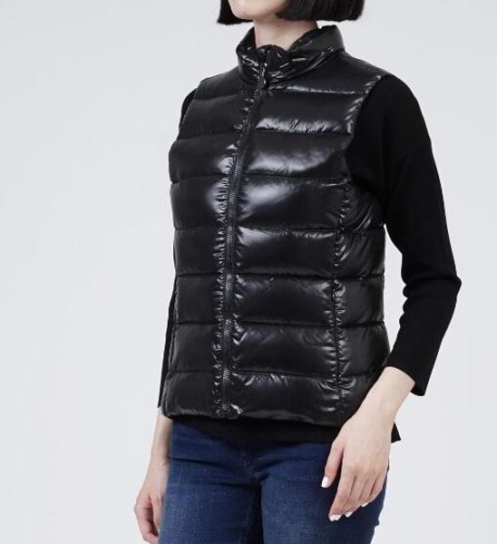 

classic women's collar down vest winter fashion down vest black thin warm clothes, Black;white