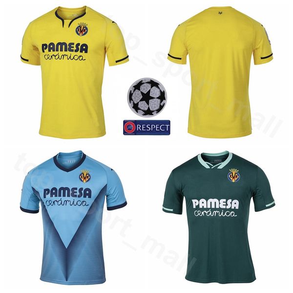 

19-20 men villarrea jersey soccer 7 moreno 30 chukwueze 14 trigueros 5 caseres 2 mario 9 bacca football shirt kits s-xxl, Black;yellow