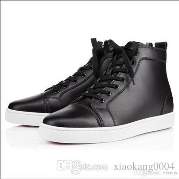 

wholesale famous designer brand for men gold silver rhinestone red bottom sneakers lovers genuine leather high casual flats shoes m611, Black