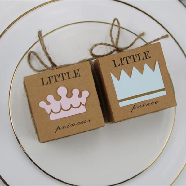 

100pcs kraft paper packaging candy gift boxes dragees box wedding favors baby shower decoration boy girl cupcake cardboard box