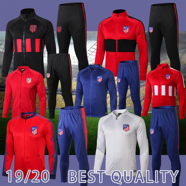 

2019 2020 joÃ£o fÃ©lix atletico soccer tracksuit jacket 18 19 20 madrid diego costa maillot de football long zipper tracksuit training suit, Black