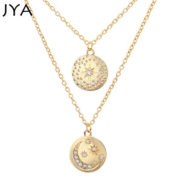

chains cpop multi golden necklace coin star moon rhinestone pendant women choker trendy accessories simple style, Silver