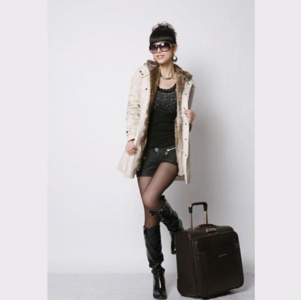 

thick womens winter deigner warm style coats hooded long sleeve zipper button pocket female clothing casual apparel, Tan;black