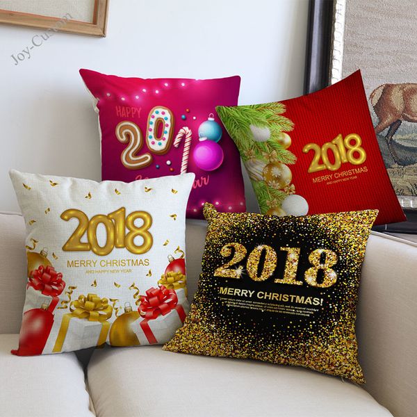 

merry christmas and happy new year blessing words pattern pillow case the new year festival decoration cushion cover