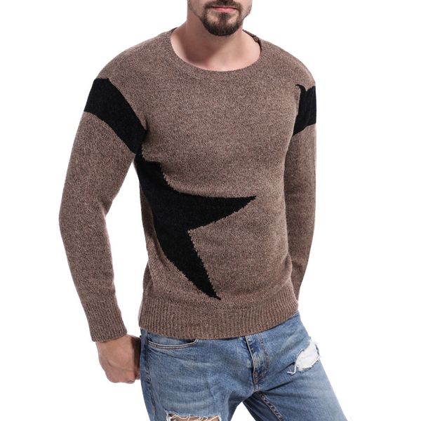 

mens autumn winter new matching color round neck casual fashion knitting patterns men in warm pullover sweaters clothes, White;black