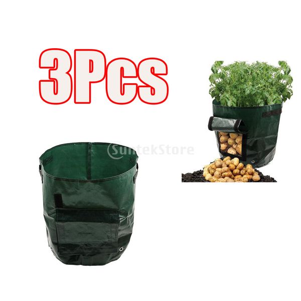 

3pcs 5 gallon garden potato grow bags container with flap for flower peanut