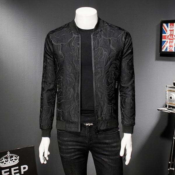 

прохладный black jacket men 2018 осень slim fit жаккарда bomber jacket пальто мужчины высокого качества плюс размер 5xl chaqueta hombre casu, Black;brown