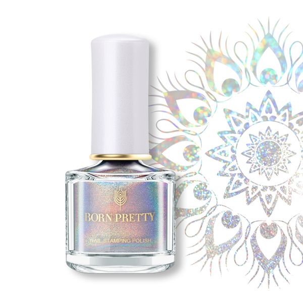 

born pretty holographic nail stamping polish 6ml holo image transfer varnish silver laser manicure nail art varnish for plate