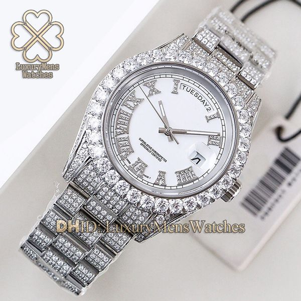 

luxury mens watches women watch day date diamond watch eta2836 automatic movment ladies diamond watches 904l steel sapphire wristwatches, Slivery;brown