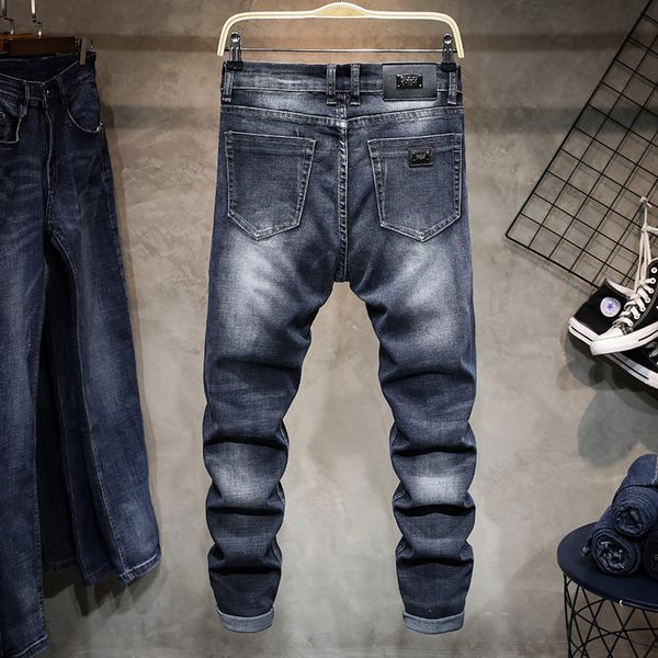 

mens designer big stretch small straight-tube youth jeans men, Blue