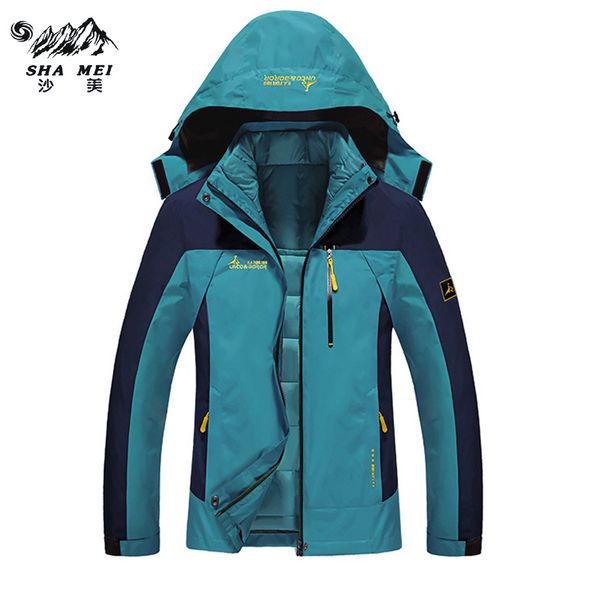

women hiking ski camping female jacket winter 2 pieces inside cotton-padded jackets outdoor sport waterproof thermal coats, Blue;black