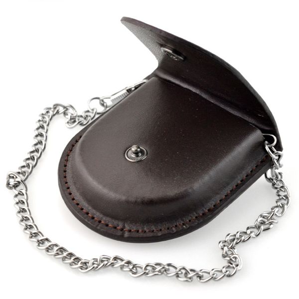 

vintage pocket watch leather case bag men women antique gift bag with 37.5cm chain, Black;blue