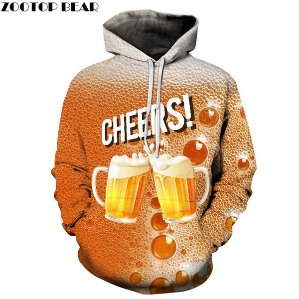 

bump cup men hoodies round neck long sleeve sweatshirts beer tracksuits casual 3d pullover fashion streetwears zootopbear, Black