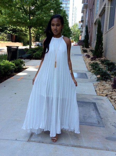 

waist pleated dress ladies fashion casual females new clothes womens halter summer solid color dresses loose, Black;gray