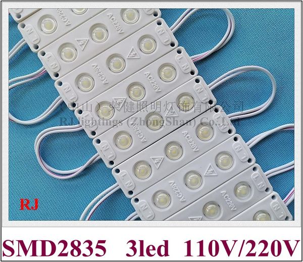 Módulo LED de injeção de entrada AC 110V / AC 220V 70mm(L)*19mm(W)*6mm(H) SMD 2835 3 LED 2W IP65 (29 módulos + 1 driver/conjunto)