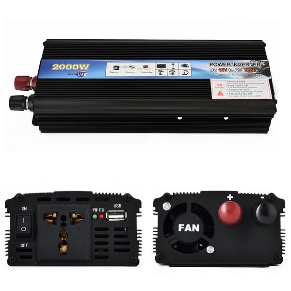 

new 2000w inverter small power solar converter 12v/24v to 220v auto parts xc-29