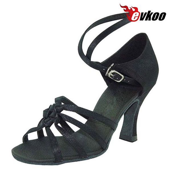 

evkoodance salsa woman dance shoes 7cm heel can be custom black khaki leopard color evkoo-123
