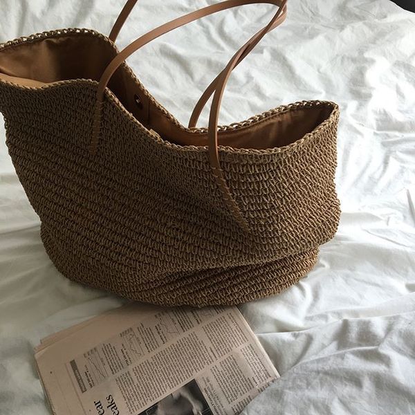 

retro simple cursive shopping bag braided bag single shoulder hand-held tote women hand bags