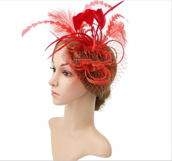 

new european and american bride's headdress feather mesh hat hairdress hemp yarn headdress, Silver