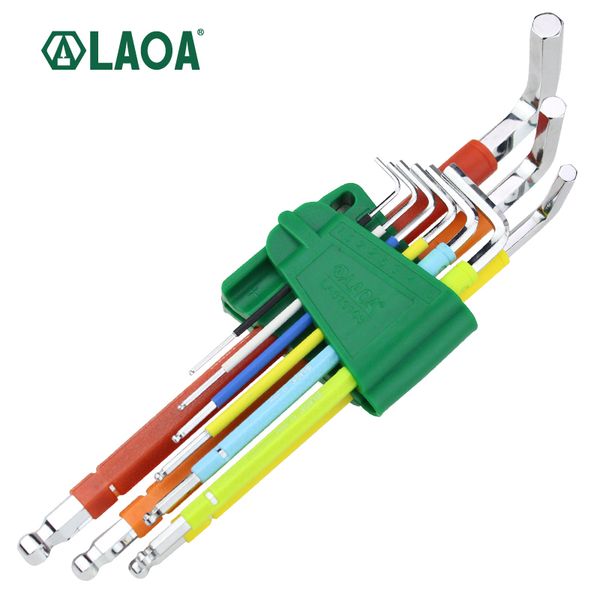 

laoa inner hex wrench set 9pcs colorful ball-head torx-head hexagonal combination screwdriver