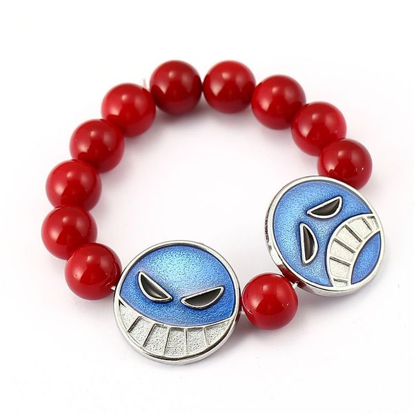 

one piece bracelet ace red bead bracelet men anime charm bracelets & bangles cosplay jewelry women pulseira masculina chaveiro, Black